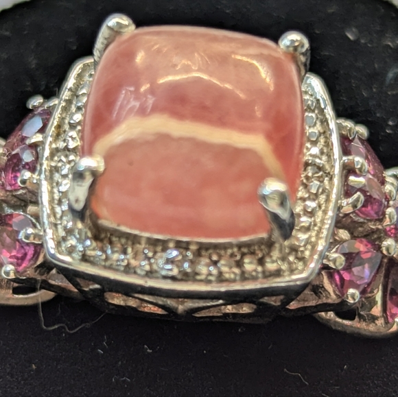 Vintage Rhodochrosite silver ring sz 7 - Picture 4 of 10